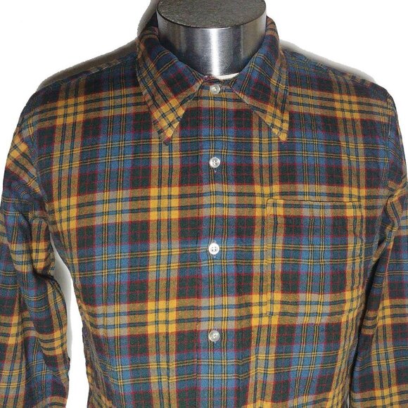 L.L. Bean 1950's Swiss Made Western Flannel Cotton Wool Button Down Shirt Sz L - Picture 1 of 13
